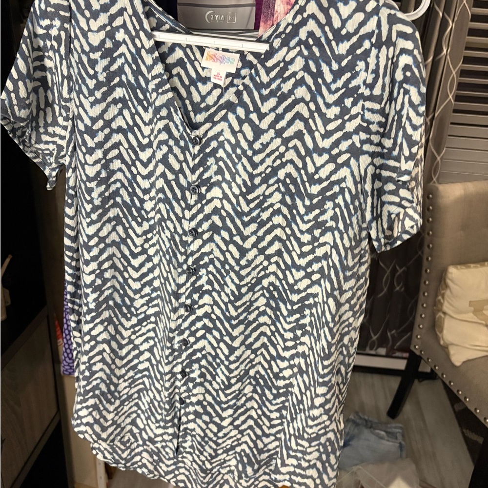 Blue and White Women's Top
